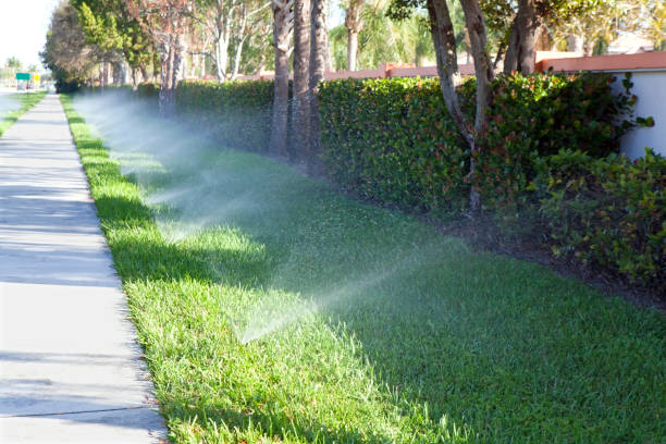Irrigation technician installing controller in Vienna, MD