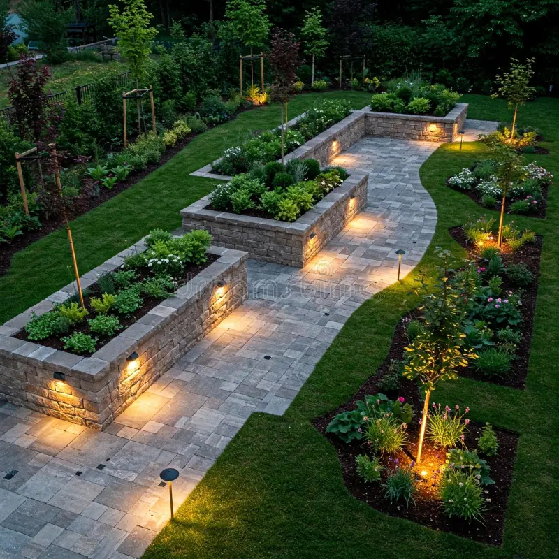 Professional outdoor lighting installation Stevensville MD backyard space