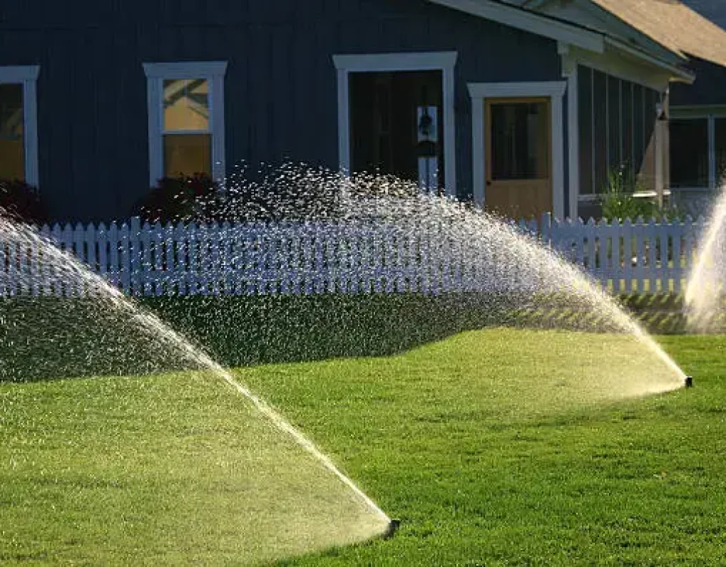 Miles Creek team installing irrigation system in Worcester County backyard